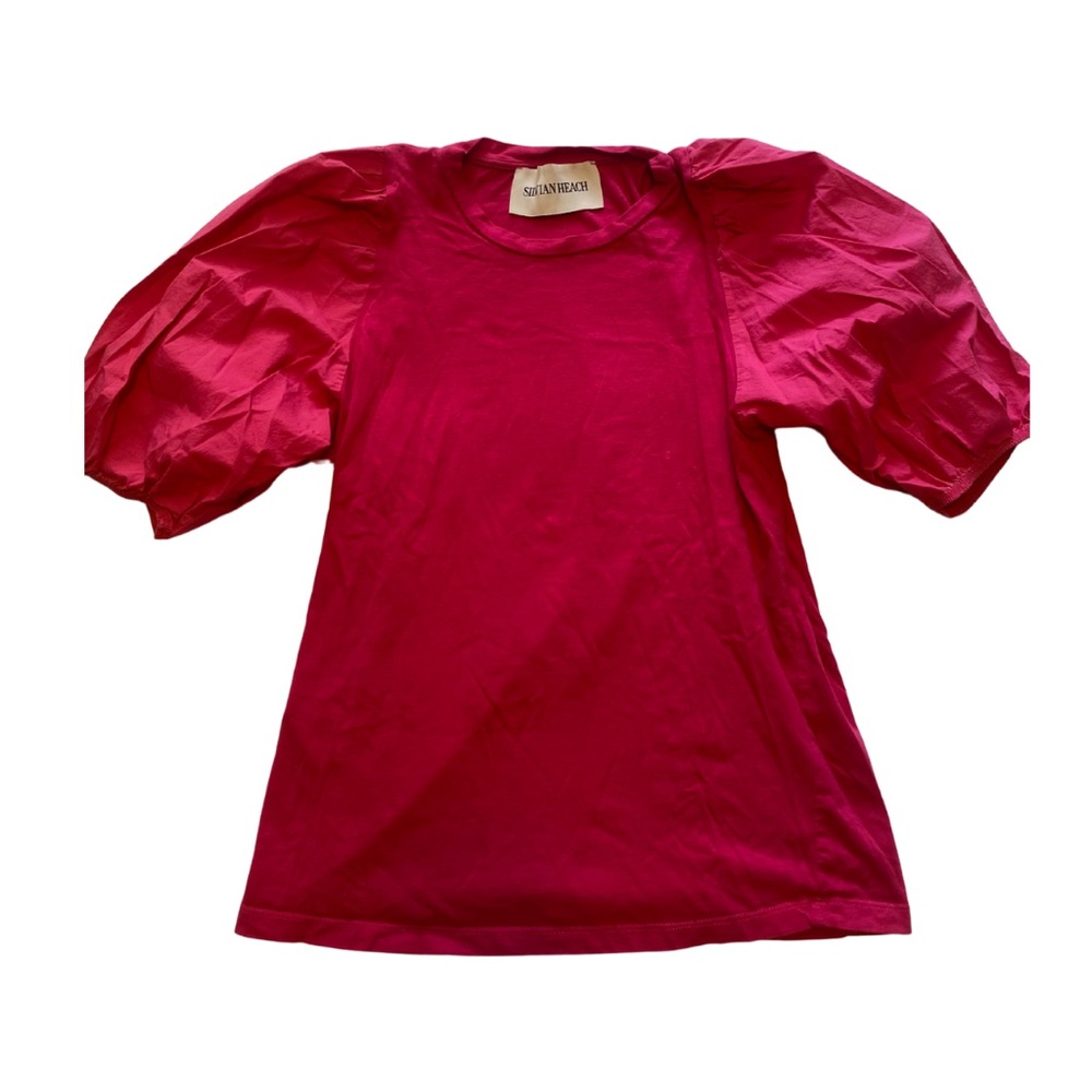 Vibrant Pink Short Puff Sleeve Tee for Effortless Style